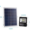 JUDYSSY Home Floodlight, Outdoor Patio Waterproof Solar High Power Super Bright Rural Led Spotlight Ip66/65, Rechargeable Work Light，50W，50W with solar panel and spotlight dimensions.