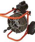 Easy Rooter Junior Drain Auger Snake 75 Foot One Half Inch Cable heavy duty plumber tool on wheeled unit for clogs.