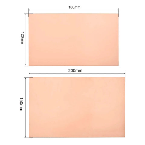 Copper Clad FR4 Double Sided Prototyping PCB Boards For Circuits Projects Pack Of 10 180mm X 120mm Or 200mm X 150mm 1.5mm Thick