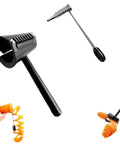 Amazon Spiral Vegetable Cutter Set with stainless steel piranha-style blade, black handle, carrot-curler attachment.