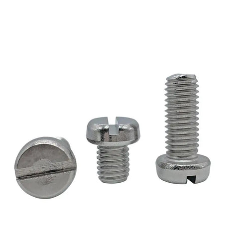 Pro Grade SS304 Stainless Steel Slotted Cheese Head Machine Screws M6 X 60Mm 10 Pack shown from three angles for fastener comparison.