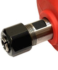 Close-up of 1/4 Inch Collet Nut And Collet Assembly Kit For Die Grinders Replacement Parts Set attached, showing metal detail.