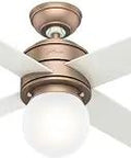 Hepburn Indoor Ceiling Fan With Led Light And Wall Control Modern Chill Ceiling Fan With Whisper Wind Motor Quiet Airflow Multi Speed Reversible 44 Inch Ceiling Fan For Living Room Bedroom, bronze finish with globe light