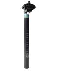 Built To Last 25.4mm By 300mm Aluminum Bike Seat Post For Mountain Road MTB And BMX Bikes Universal Saddle Tube Replacement With Easy Clamp Fits 1 Inch Diameter Frame 11.81 Inch Length, shown vertically with clamp visible.