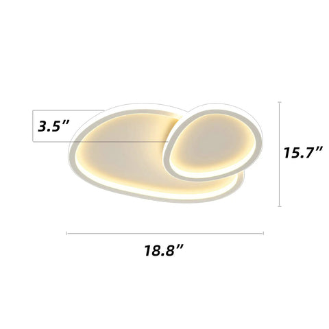 Cloud LED Ceiling Light With Rotatable Edge For Modern Homes White Flush Mount Fixture dimensions shown