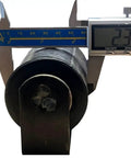 Close-up of 3-Inch Guiding Rollers for Sliding Gates With Weld-On Bracket, showing diameter measurement in millimeters.