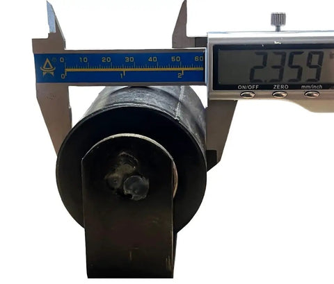 Close-up of 3-Inch Guiding Rollers for Sliding Gates With Weld-On Bracket, showing diameter measurement in millimeters.