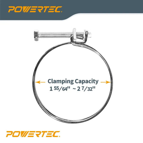 2 Inch Double Wire Hose Clamp With Bolt, Beefy Heavy Duty Worm Gear Clamp For Pool Hoses, Above Ground Pools, Pool Pump Hoses, PVC And Rubber Tubing, Pipe Clamp, 5 Pack Color May Vary, shown open