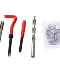 Awesome Heavy Duty Thread Repair Kit For Cars With Sturdy Insert Tools, Tap And Drill To Fix Stripped Screws Fast No More Messy Metal Shavings; M10x1.5 kit with tap, drill, handles, and inserts