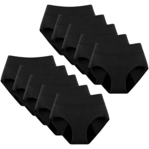 Game Changing Leakproof Incontinence Underwear Featuring Washable Cotton Briefs With Heavy Duty Absorbent Core And Waterproof Backing For Solid Bladder Protection Hella Comfy And Completely Reusable Everyday Wear, set of four black cotton briefs.