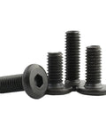 Beefy Black Carbon Steel Hex Socket Furniture Connector Bolts Set 70mm Flat Head M3 M4 M5 M6 M8; four bolts shown