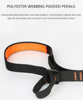Climbing Belt And Foot Loop Lanyard Set For Outdoor Tree Climbing with orange padded polyester foot loop detail.