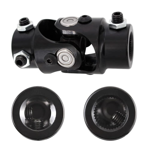 Beefy Three Quarter Inch 36 Spline To Three Quarter Inch DD Steering Shaft U Joint Black Universal Joint Coupling 83mm Length 4000 RPM