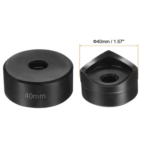 40mm Sheet Metal Punch Kit With Bearing Steel Heavy Duty Manual Knockout Punch For Stainless Steel Aluminum Copper Plastic Metal Plates Pro Grade Cutting Tool Black, showing two metal punch components.