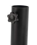 Close-up of Beefy Heavy Duty Stainless Steel Satellite Internet Pole Mount Bracket showing black knob