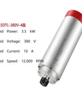 Heavy-Duty High Speed Electric Spindle Motor For CNC Machining 3.5Kw 12000Rpm 380V AC Drive Powerhead with silver body and red cap.