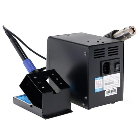 Back view of 2 In 1 Soldering Station With 700W Hot Air Gun And Soldering Iron, SMD Rework Tool For Electronics, energy saving heat tool.