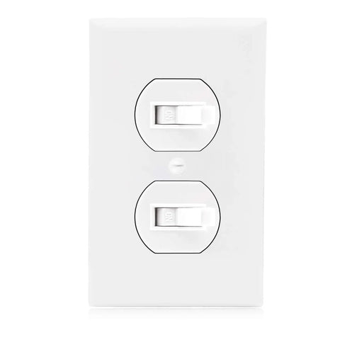 Dual Control AC Toggle Duplex Combination Light Switches 15 Amp White 2 Pack for kitchen dining room and bathroom lighting