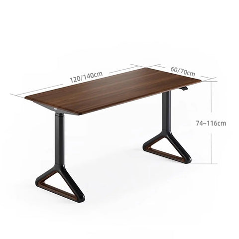 Smooth Electric Standing Desk With Natural Wood Top Adjustable Height Workstation Quiet Motor Gaming Setup Home Office Writing Table dimensions 120/140cm x 60/70cm.