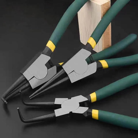 7 Inch Snap Ring Pliers Set For Internal And External Circlips With Straight And Bent Jaws 4 Piece Pro Grade Heavy Duty C Clamp Pliers