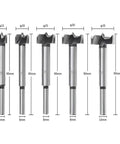 Boss Level High Carbon Steel Forstner Drill Bit Set 5 Piece showing sizes 15mm to 35mm for precision woodworking and DIY projects.