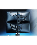 Adjustable Dual Monitor Mount Vertical Desk Arm with two monitors on a swivel mount for optimized workspace efficiency.