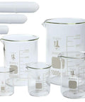 Low Form Beaker Set With Magnetic Stir Bars In Five Sizes 50 mL 100 mL 250 mL 500 mL And 1000 mL For Easy Lab Mixing 3.3 Borosilicate Glass