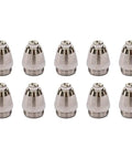 Premium Ag60 G55 Wsd60 Plasma Cutting Torch Tip Nozzles Consumables Kit With 50 Pieces For Home And Office Shop Projects To Get Smooth Flat Cuts Every Single Time Like A Pro showing ten nozzle tips.