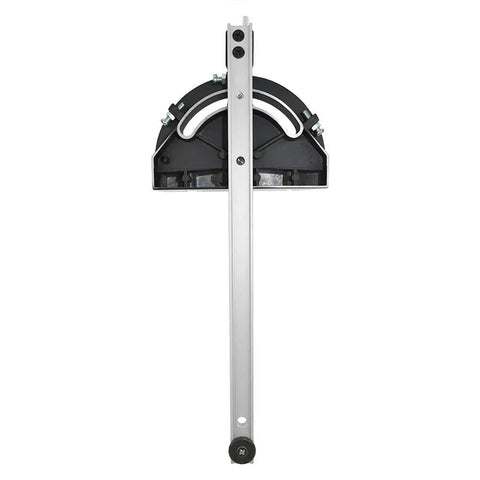 Rock Solid Tablesaw Miter Gauge Featuring Positive Stops And Heavy Duty Die Cast Zinc Alloy Rail For Bangin Accuracy On Standard 3/4 X 3/8 Workbench Slots Max At 90 Degrees, front view.