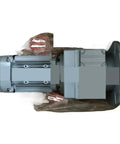 Top Shelf Worm Gear Motor And Reducer S37 S47 S57 S67 S77 S87 S97 Series showing gray motor with reducer attached, designed for heavy-duty torque applications.
