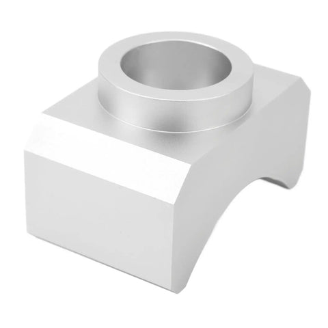 Close-up of Rugged Billet Aluminum Jack Axle Adapter Lifting Saddle For Bottle And Floor Jacks, Heavy Duty, Silver finish
