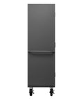 Rock Solid Locking Mobile Storage Cabinet With Four Adjustable Shelves And Flush Steel Doors 48 Inches Wide gray rolling locker front view.