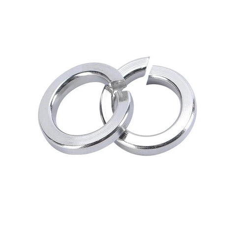Two polished M12 split lock washers, 304 stainless steel.