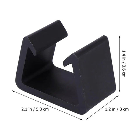 Wide Rattan Sofa Clips 4 Pack Couch Connectors for Sectional Sofas, black plastic shown with dimensions