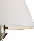 Close-up of Elysburg Dope 17 Inch High One Light Satin Nickel Wall Sconce With White Fabric Shade