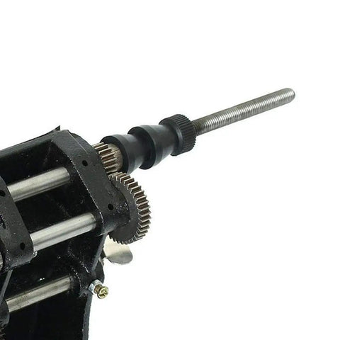 Manual Dual Purpose Coil Winding Machine With Mechanical Counter 0 To 99999 US Stock Rugged Steel Gears close-up of gear drive and threaded shaft