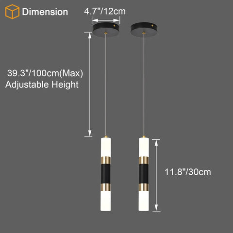 Dimmable Pendant Light For Kitchen Island Chandelier Modern Dining Room Light Fixture Black And Gold Hanging Lights 6W LED 3000K