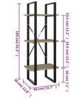 Space Saving 3 Tier Book Cabinet Made From Engineered Wood, Slim 15.7 By 11.8 By 41.3 Inches Bookcase With Three Shelves
