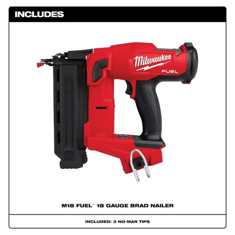 M18 Fuel 18 Gauge Brad Nailer Pro Grade Finish Tool with brushless power in black and red, ideal for trim and cabinet making.