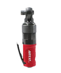 Three Eighths Inch Compact Pneumatic Impact Ratchet Delivers 50 Foot Pounds Of Torque At 550 RPM with red ergonomic handle