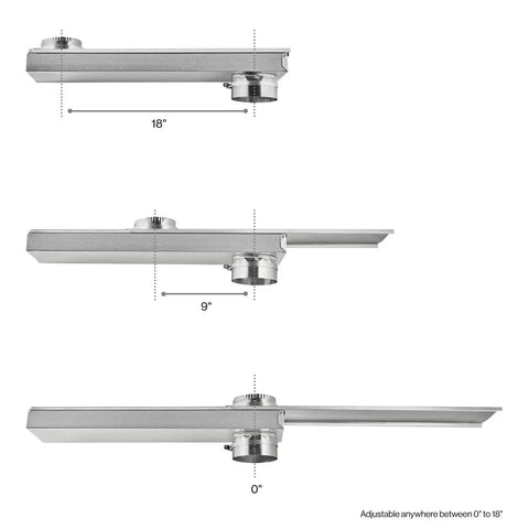 Genuine OEM Telescoping Dryer Vent Kit Stainless Steel, Adjustable To Eighteen Inches, shown at 0 to 18 inch settings.