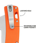 Hawkbill Pocket Knife With Stainless Steel Blade For Cable Skinning And Line Work Ambidextrous Bar Lock Orange Handle