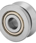Top Shelf Sealed Metal V Groove Track Roller Guides With Precision Ball Bearings Designed To Handle Heavy Machinery And Equipment Without Skipping A Beat At 12X41X20MM Dimensions, showing sealed bearing design.