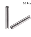 Slotted Spring Pin M2.5 x 20mm, 304 Stainless Steel Split Roll Dowel Pin, Plain Finish, 20 pieces displayed.