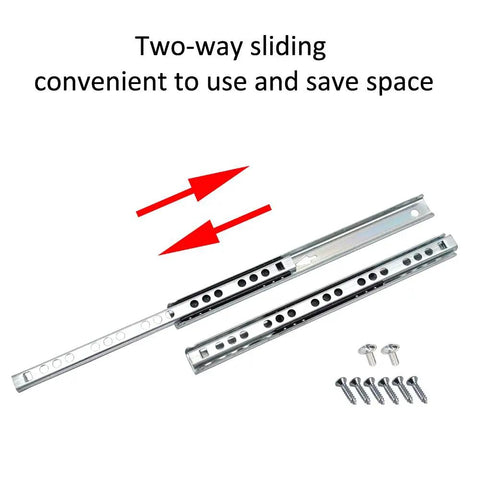 Five Pairs Of 10 Inch Drawer Slides, 17mm Wide Heavy Duty Ball Bearing Glide Runners, Grooved Steel Extension, Side Mount Cabinet And Desk Slides, Smooth Quiet Operation With 100 Lb Capacity, two-way sliding steel rails with screws