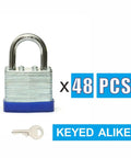 Beefy Heavy Duty Laminated Steel Keyed Padlocks With Keyed Alike Locks Normal Shackle Security Locks One And Nine Sixteenths Inch Wide Body Pack Of Forty Eight