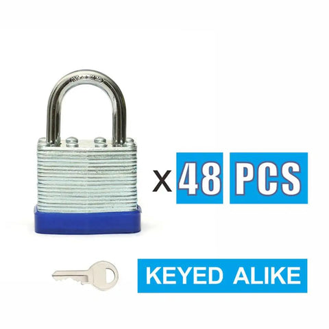 Beefy Heavy Duty Laminated Steel Keyed Padlocks With Keyed Alike Locks Normal Shackle Security Locks One And Nine Sixteenths Inch Wide Body Pack Of Forty Eight