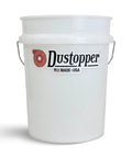 Dustopper 5 Gallon Heavy Duty Bucket For Shop Vac Systems, white plastic pail with handle, ideal for dust collection.