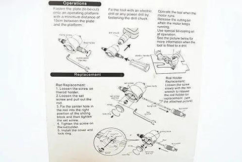 Instruction manual for Double Head Metal Sheet Nibbler Cutter For Drill Attachments And Hole Saw Bits, DIY Friendly Paperboard Package