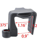 Boat Bumper Clips For Docking adjustable fender clip with dimensions, black nylon, for pontoon and small boats.